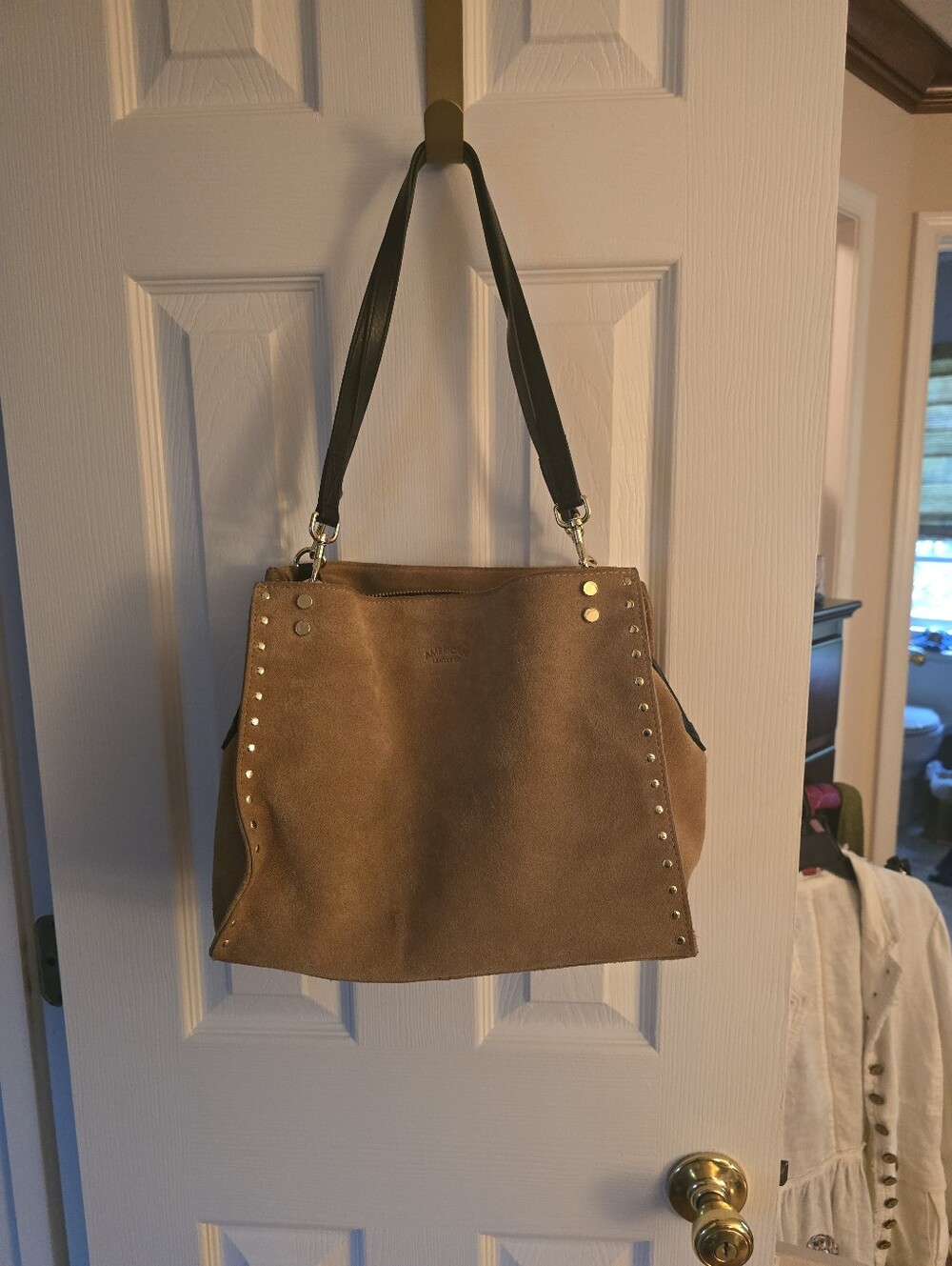 American Leather Co Lenox Studded Suede Bag